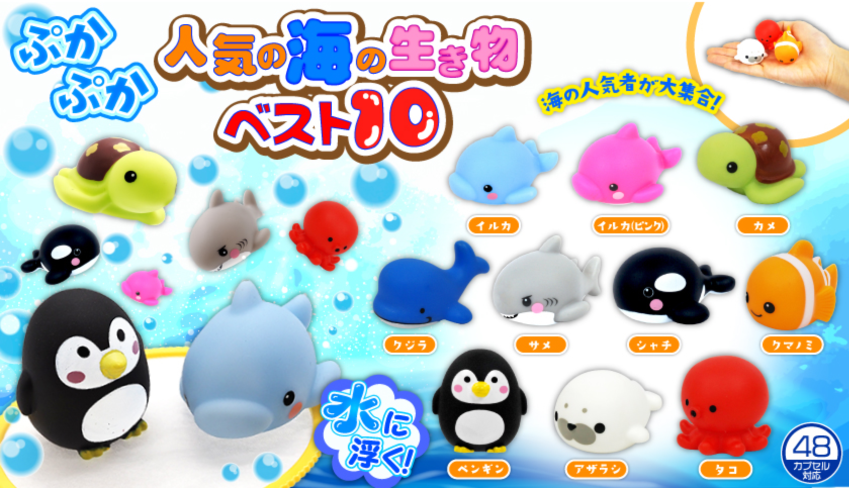ぷかぷか人気の海の生き物ベスト10（50入1袋）